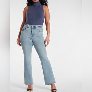 Express High Waist Light Wash Flare Jeans